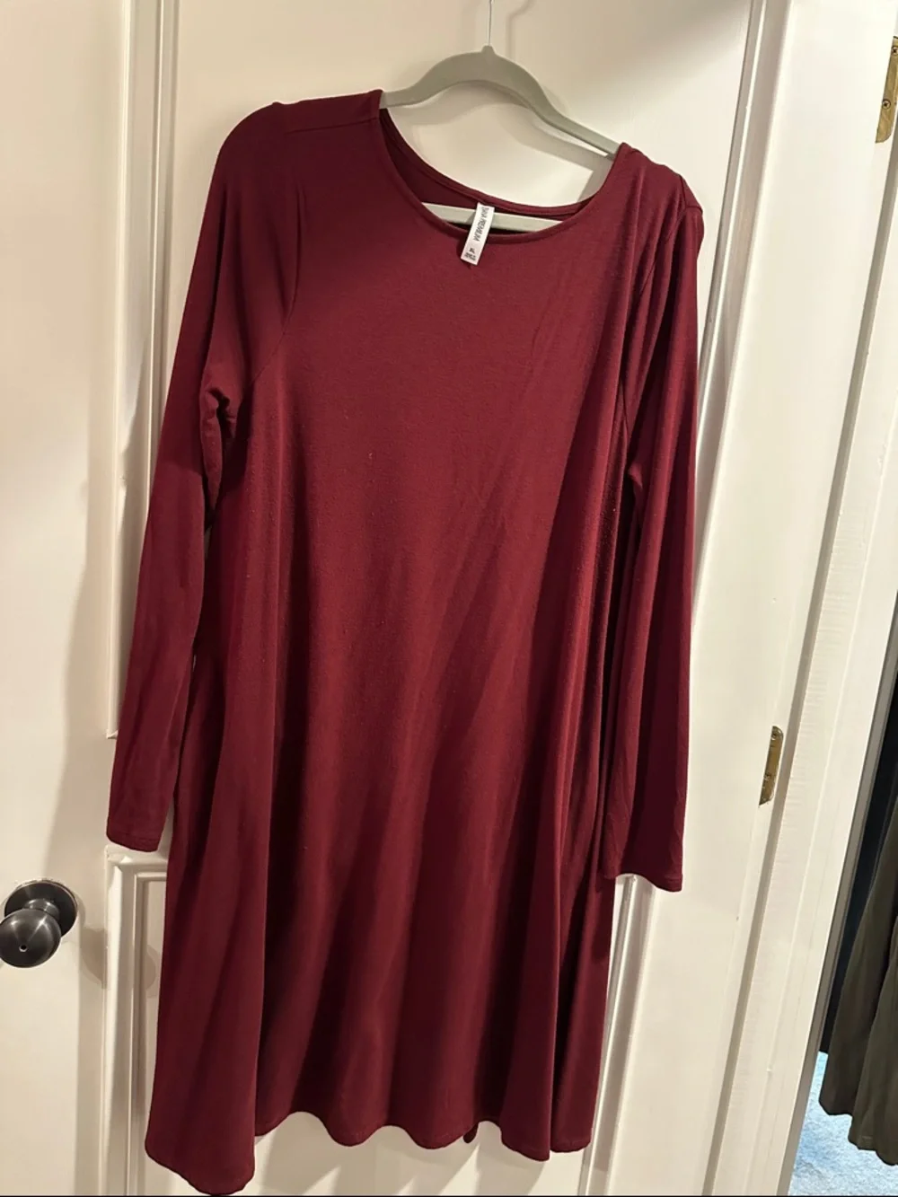 Zenana Outfitters Long Sleeve Wine-Red Maxi Dress - Picture 3 of 5